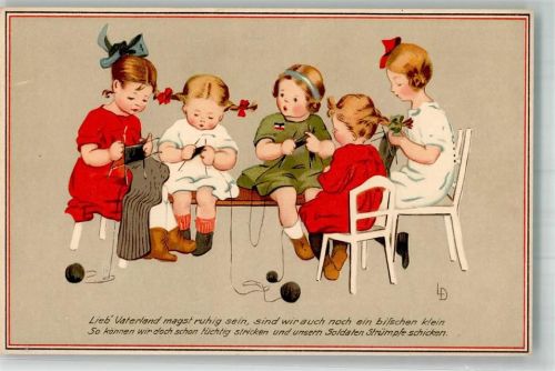 Kinder stricken Liebesgaben WK I Meissner u. Buch Serie 2088 Lieb Vaterland