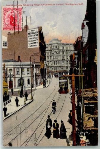 Wellington Straßenbahn King´s Chambers Briefmarke Bildseite