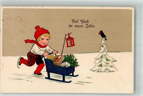 1922 Kind Schlitten Stechpalme Pakete Verlag HWB Serie 2060