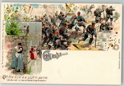 1900 Major v. Kaisenberg Sturm auf Geisberg mit Königsgrenadiere Armee Postkarte Nr. 56 Gefechte Verlag Hollerbaum