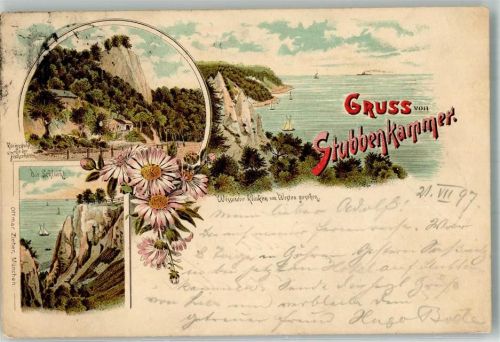 Stubbenkammer 1897 Die Schlucht Wissower Klinken Königsstuhl m. Fischerhütte Ottmar Zieher