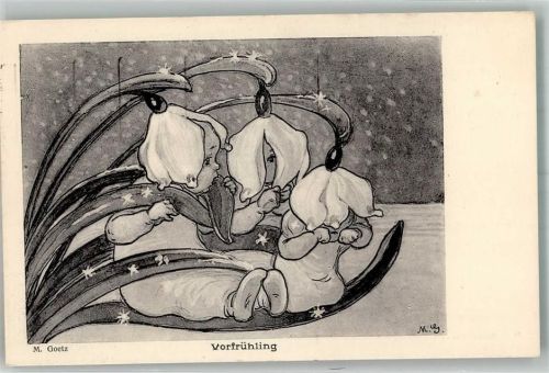 1924 Blüten mit Menschengesicht Vorfrühling Verlang Henke Nr. 150