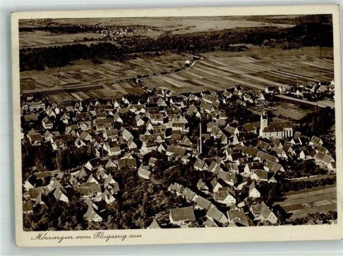 Mössingen Fliegeraufnahme Original aufmontierte Verlagsmusterkarte
