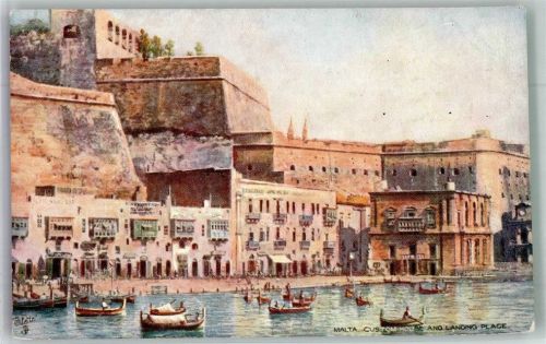 Valletta sign. Oilette Custom House and Landing Place