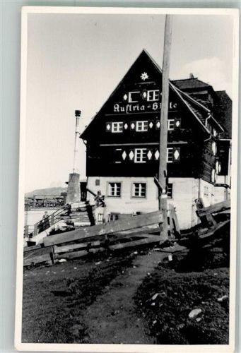 Austriahütte 1954 Ort handschriftlich
