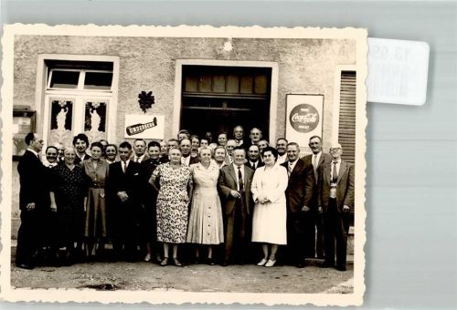 Hülben 1960 Gasthaus zur Germania Ort handschriftlich Gruppenfoto Werbeschilder