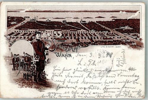 Wahn 1899 Vogelschau vom Schiessplatz Wahn