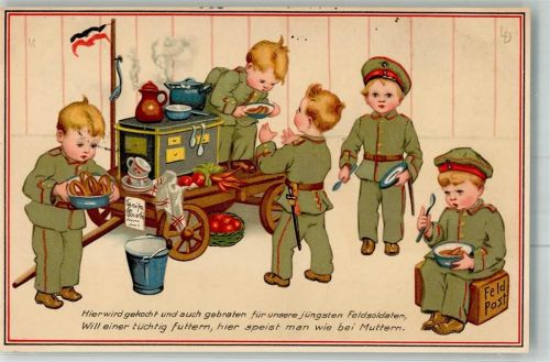 1916 Meissner u. Buch Serie 2176 Jung Deutschland Kinder in Uniform Feldküche