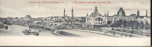 1904 Düsseldorf: Doppel-AK, Panorama der Internationalen Kunst- und großen Gartenbau-Ausstellung, Kustpalast,F. W. D.