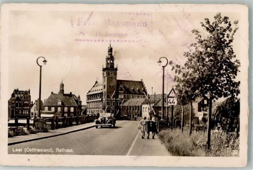 Leer 1940 Auto Rathaus Feldpost WK II Kommando 8.Schiffsstammabteilung