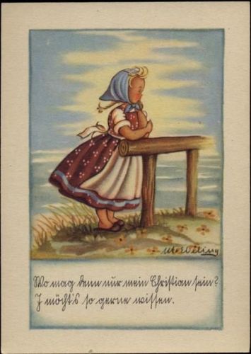 Mädchen, Spruch,sign. M. Ebeling AKU2 Rund um die AK um 1930/40