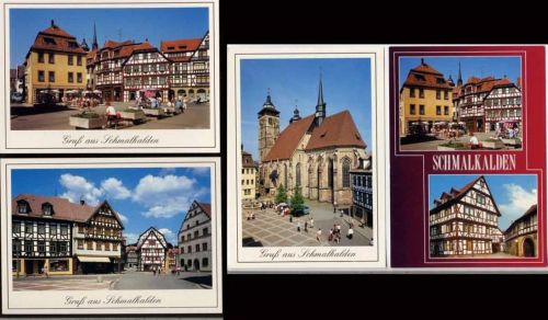 um 1990 Schmalkalden, verschiedene Ansichten u.a. Stadtkirche, Salzbrücke, Fachwerkhäuser,Auslese-Bild-Verlag AKU1