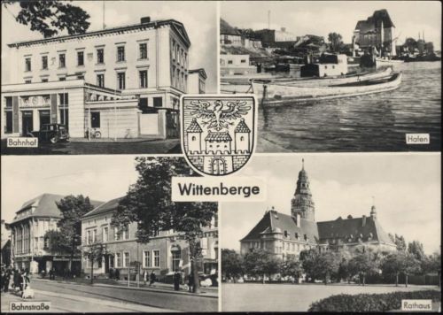 19322 O2900 Wittenberge 1961 - Wittenberge, Hafen, Bahnhof, Rathhaus,VEB Bild und Heimat Reichenbach AKU2