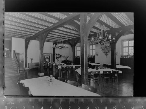 31707 W3064 Heeßen GLASNEGATIV Speisesaal auf Schloß Oberwerries