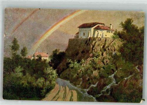 Regenbogen in einer südländisch anmutenden Landschaft Regenbogen Künstlerkarte