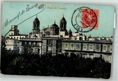 Cadiz 1908 Plaza de Castelar Marke Bildseitig