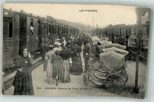 Lourdes Bahnhof Departs de Trains de Pélerins Pilgerzug