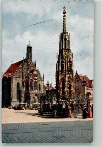Nürnberg 1920 Schöner Brunnen mit Frauenkirche Fotograf Hans Hildenbrand