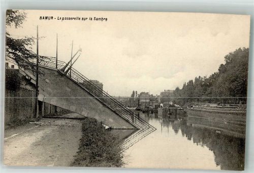 Namur Namen Foto AK Schleuse sur la Sambre Trümmer