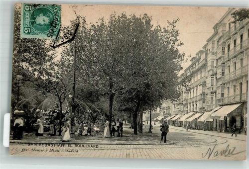 San Sebastian Donostia El Boulevard Marke Bildseitig Hauser y Menet 1905 Foto AK