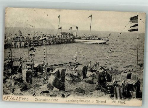 Graal-Müritz 1925 Strandleben an der Landungsbrücke mit Seebäderschiff