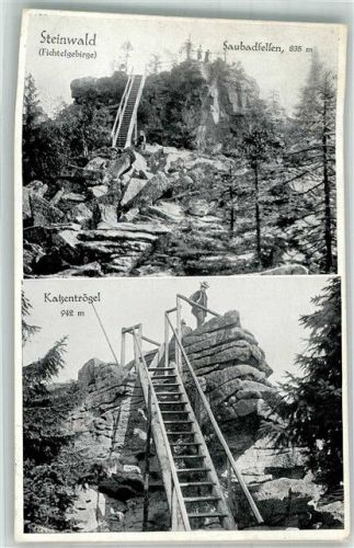 95679 W8598 Waldershof Foto AK Steinwald Saubadfelsen 835 m Katzentrögel 942 m Felsen