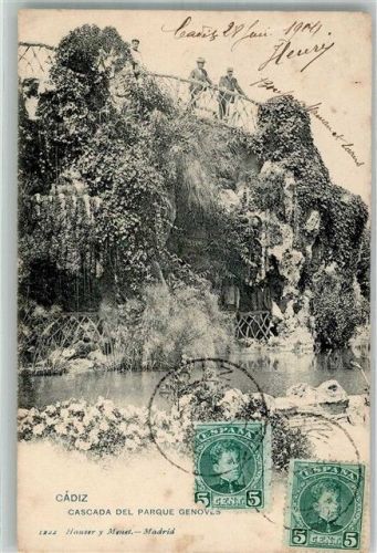Cadiz 1904 Cascada del Parwue Genoves Marke bildseitig Hauser y Menet