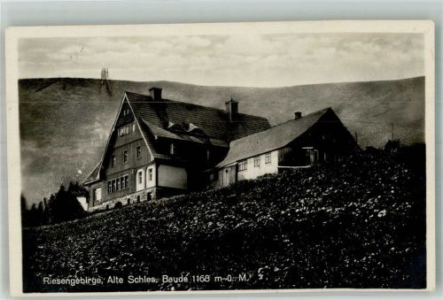Alte schlesische Baude 1929 Foto AK Riesengebirge Gasthaus