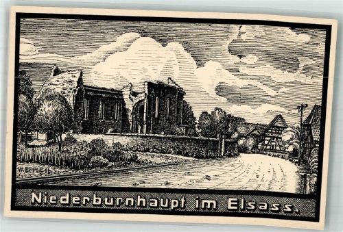 Burnhaupt-le-Bas sign. Epple,W. Kirche Trümmer
