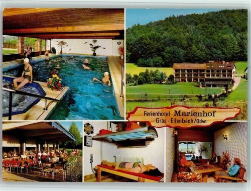 Grasellenbach Ferienhotel Marienhof Innenaufnahmen Hallenbad Solarium Terrasse Mehrfachaufnahme