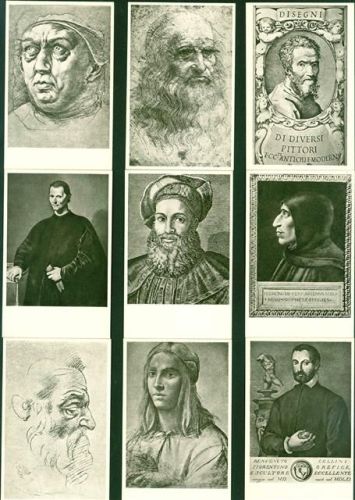 Bildnisse aus der Italienischen Renaissance Lot mit 12 AK vollständiges Set, in Original Mappe; gute Erhaltung, nicht gelaufen