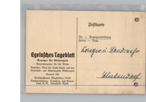 Egeln Egelnsches Tageblatt, Rechnung AKU2