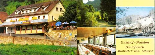 Egloffstein Gasthof-Pension "Schlossblick", 2-fach Klappkarte, mit Kurzinfos