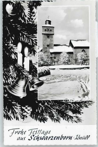 Schwarzenborn Schnee Kirche Uhr Glocke Kerze Weihnachten