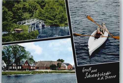 Schwabstedt Fluss Brücke Boot Kinder