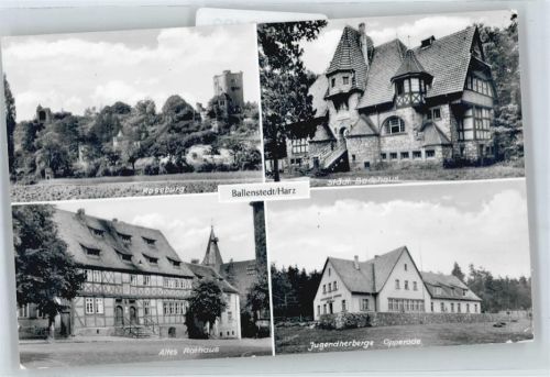 06493 O4303 Ballenstedt - Roseburg, Rathaus, Jugendherberge, Schwimmbad