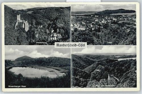 Manderscheid Mosenberger Maar, Niederburg, Blick vom Belvedere
