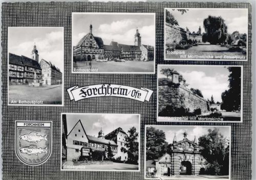 91301 W8550 Forchheim , Oberfr - Fachwerk, Kaiserplatz, Stadtpark, Martinskirche, Nürnberger Tor, Rathaus