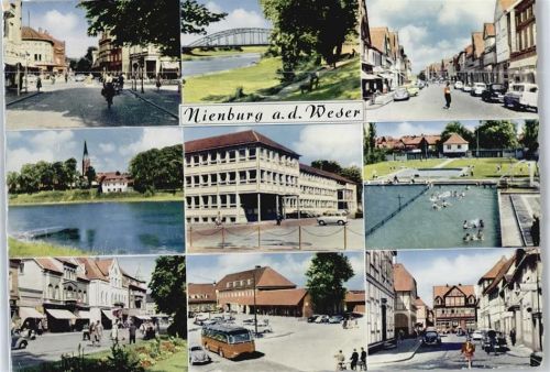 31582 W3070 Nienburg (Weser) - Siedlung, Kirche, See, Bahnhof, Schwimmbad