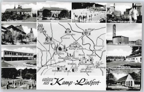 Kamp-Lintfort Kloster, Rathaus, Schwimmbad, Zeche Friedrich-Heinrich, Kirche, Werkschule, Dachsberg, Kreisberufsschule, Realschule, Heldenfriedhof