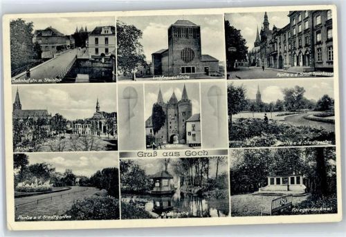 Goch Bahnhof, Steintor, Markt, Stadtgarten, Liebfrauenkirche, Steintor, Kriegerdenkmal