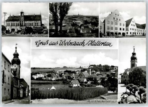 85283 W8069 Wolnzach - Hopfenmarkt, Marktplatz, Preysingstraße, Kirche