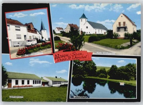 66625 W6697 Bosen - Kirche, Kindergarten, Waldweiher