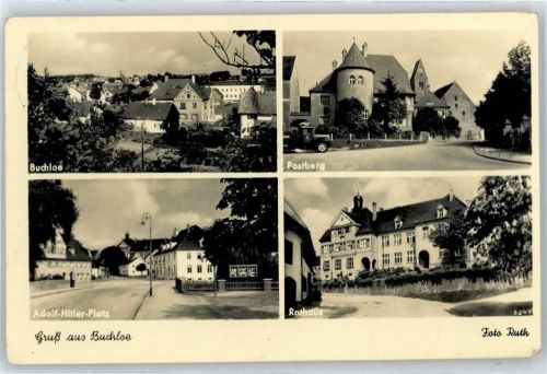 Buchloe WK II Teilansicht, Postberg, Adolf Hitler Platz, Rathaus WK II