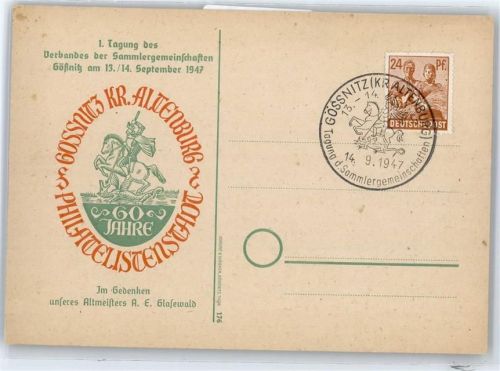 04639 O7422 Gößnitz , Thür - 1. Tagung des Verbandes dr Sammlergemeinschaften 1947