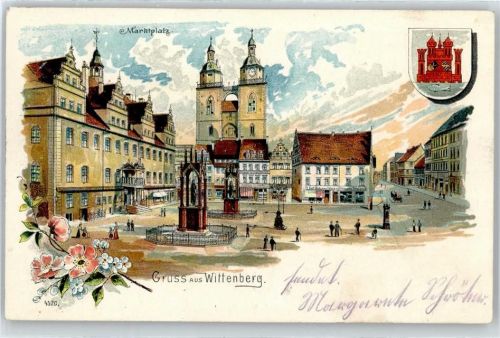 Lutherstadt Wittenberg Marktplatz, Denkmal, Wappen, Kirche, Rathaus