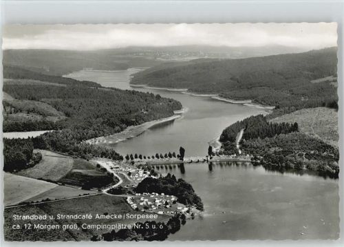 59846 W5768 Amecke , Sorpesee - Strandbad Strandcafe Campingplatz Sorpesee Luftaufnahme