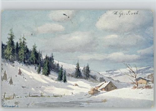 sign Splitgerber Winterlandschaft Verlag HSM Serie 150 Splitgerber, A. & F. 1906 Künstlerkarte