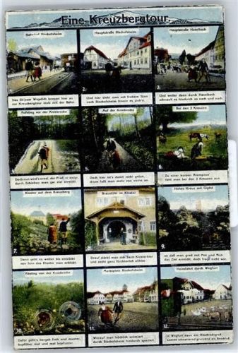 Bischofsheim Kreuzberg, Bahnhof, Hauptstraße, Haselbach, Aufstieg zur Kniebreche, Kloster, Braustübl, Hohes Kreuz, Marktplatz, Wegfurt
