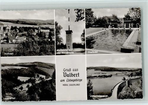 Valbert Listertal Kolbturm auf der Nordhelle Freibad Listertalsperre